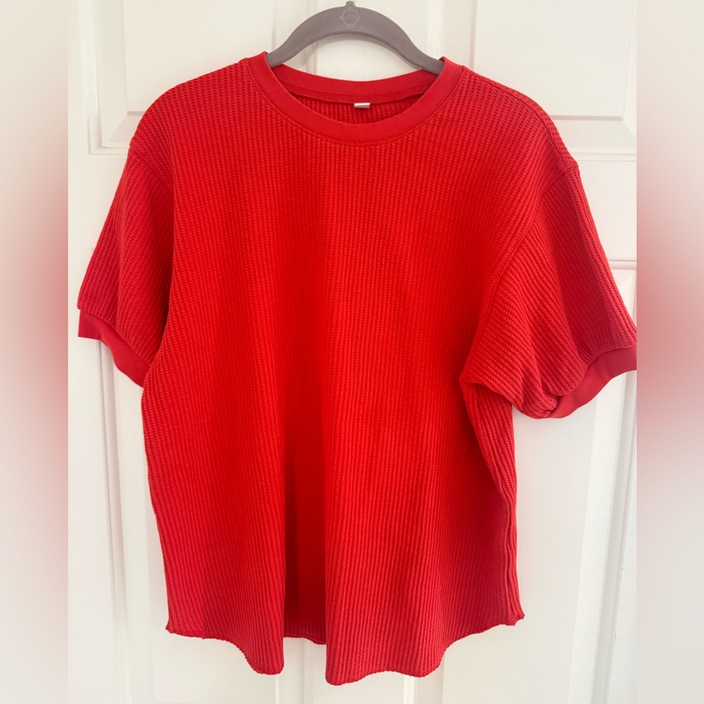 Uniqlo Short Sleeve Waffle Puff Sleeve Thermal Tee Top